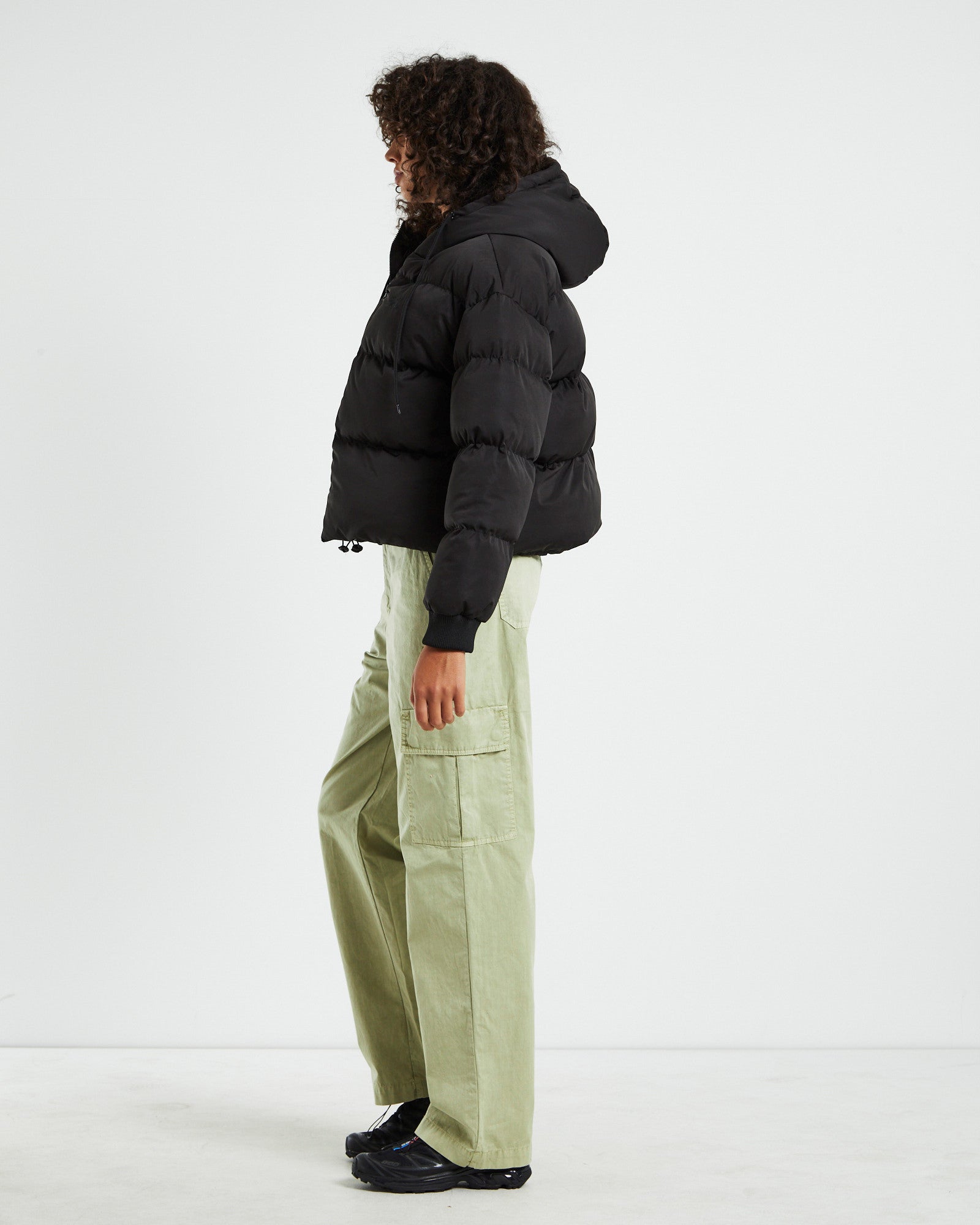 Graffitti Hooded Puffa Jacket Black BLACK