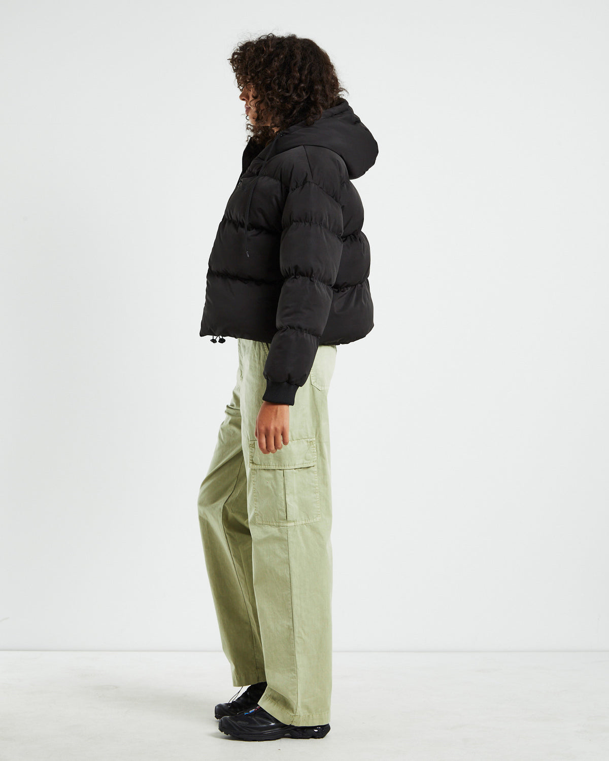 Graffitti Hooded Puffa Jacket Black BLACK