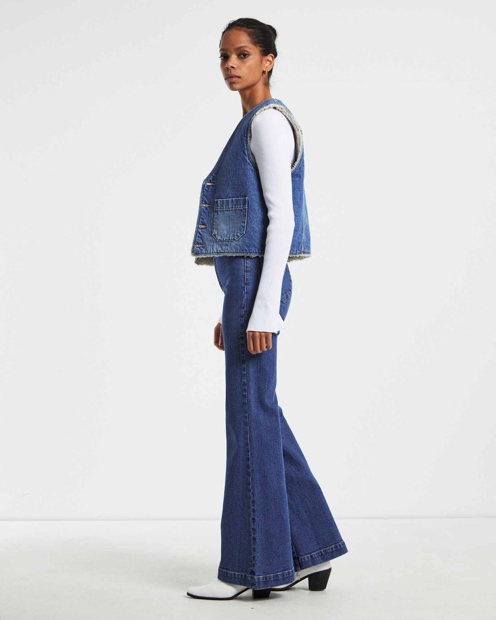 Sherpa Denim Vest Stevie Blue DENIM