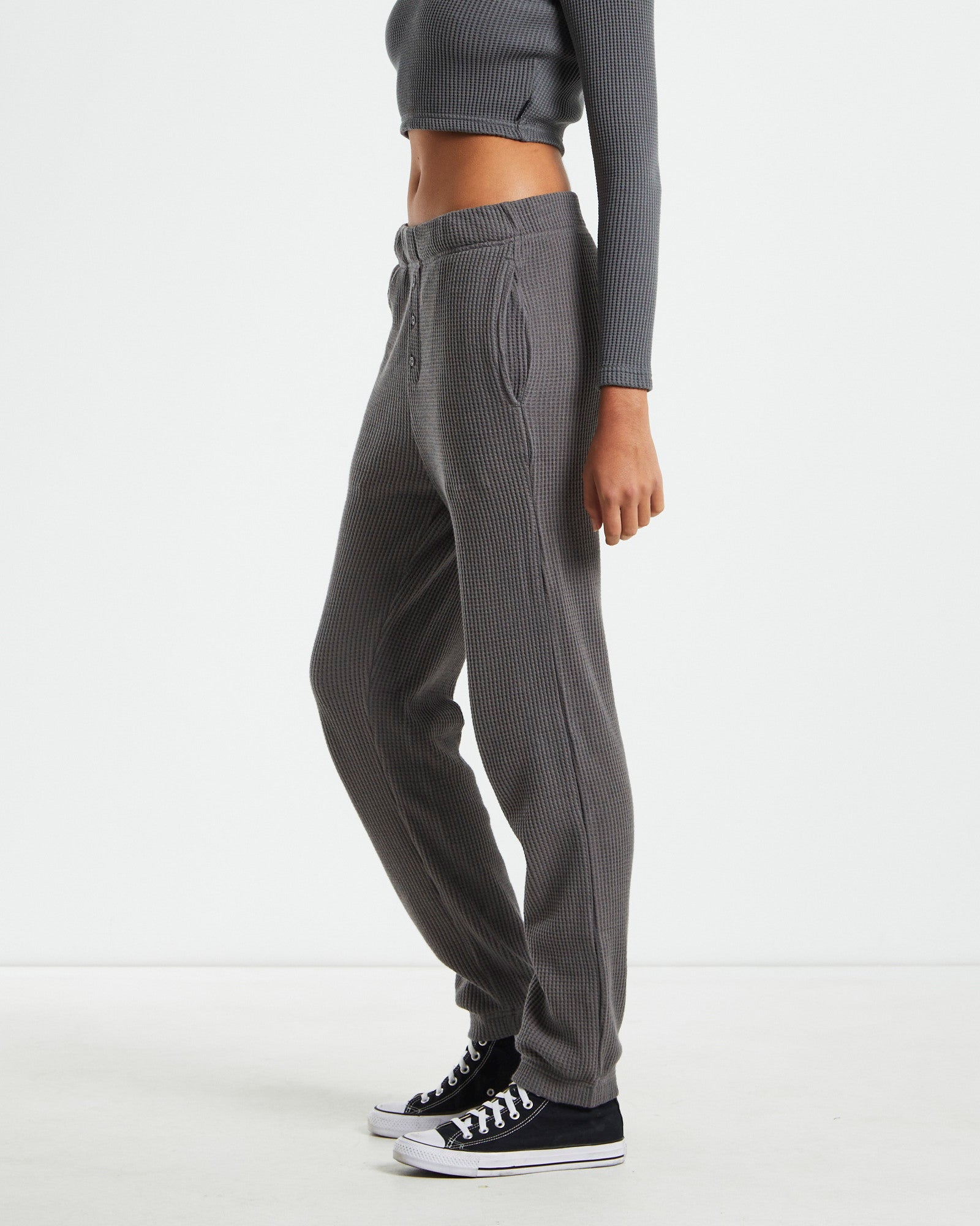 Recycled Waffle Track Pants Steel Grey