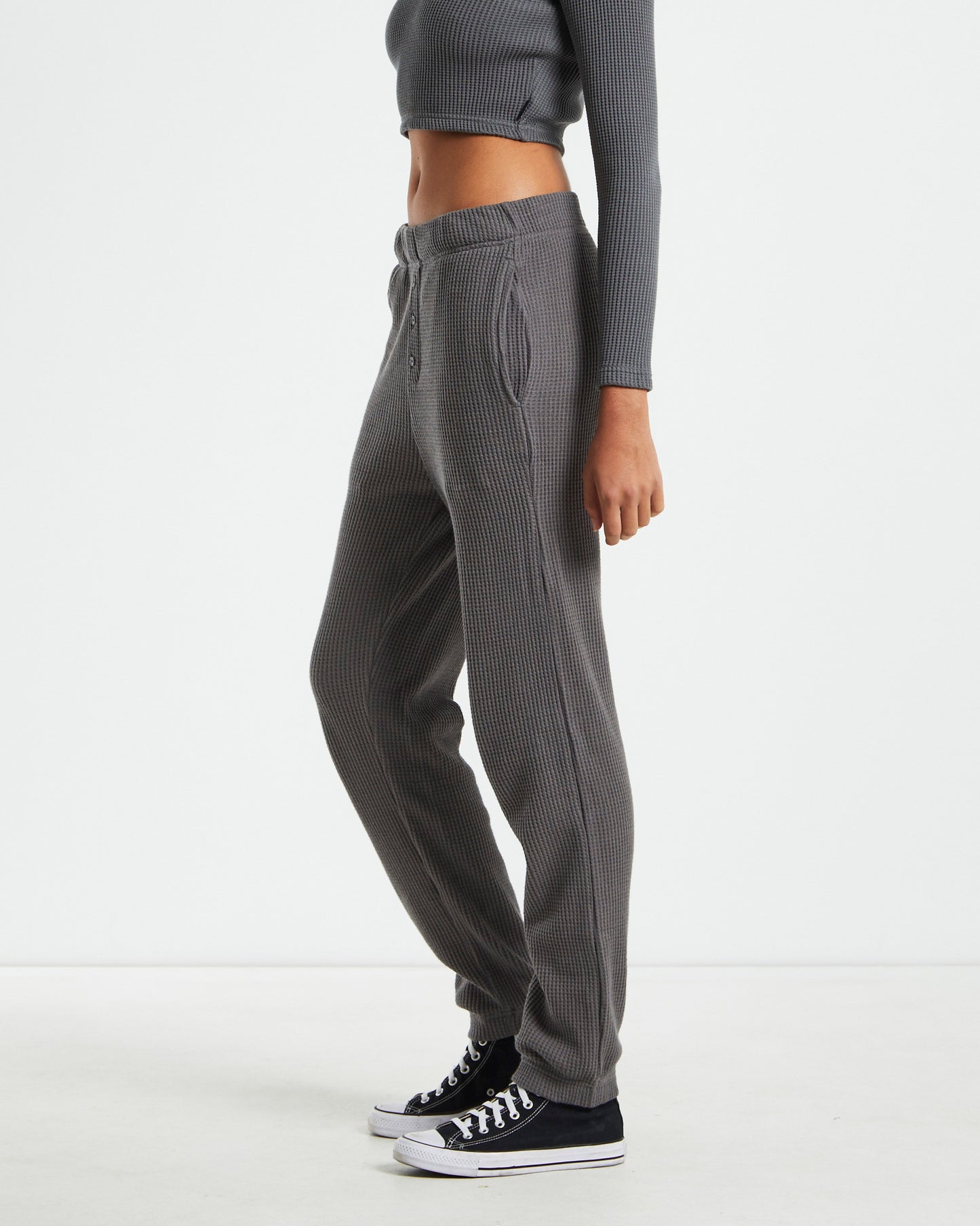 Recycled Waffle Track Pants Steel Grey