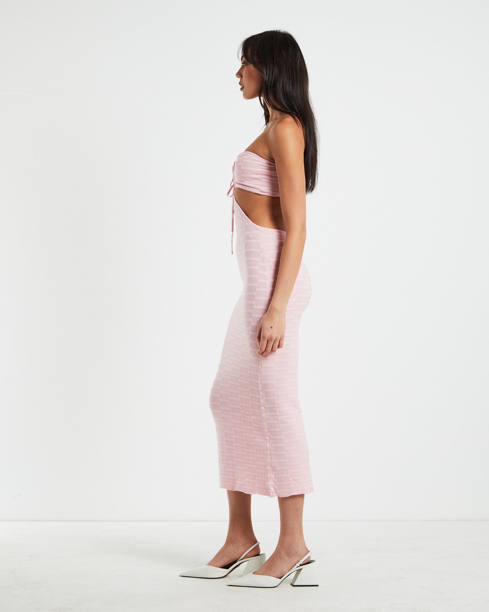 Alana Keyhole Knit Midi Dress in Pink PINK