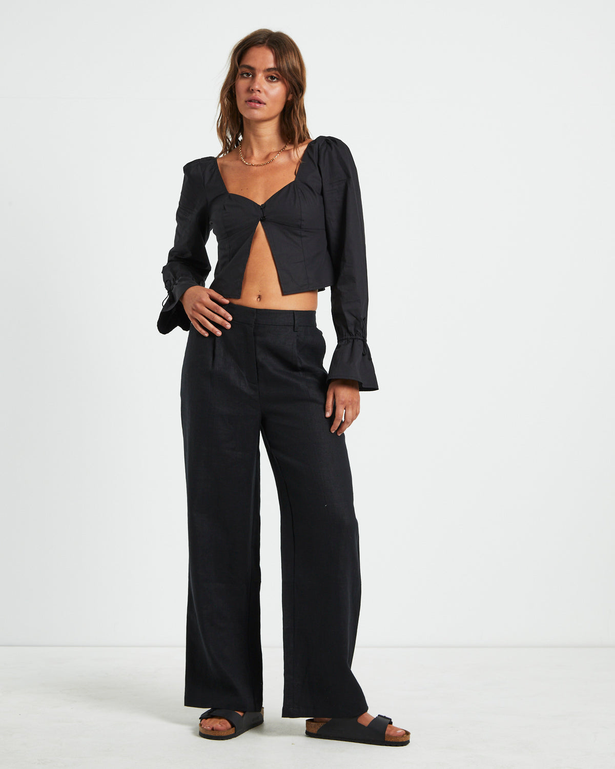 Jemimah Linen Trousers BLACK