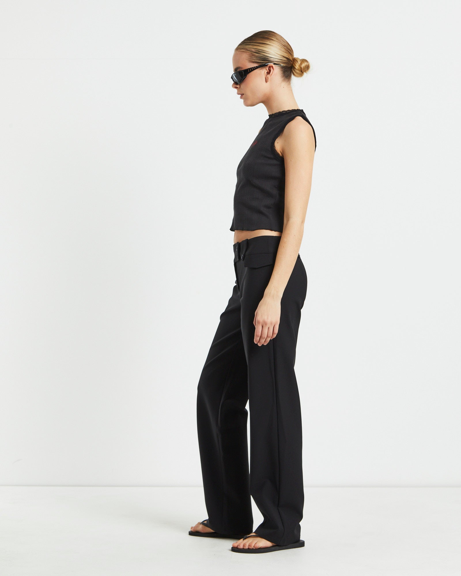 Fantasy Pointelle Tank Top in Black BLACK