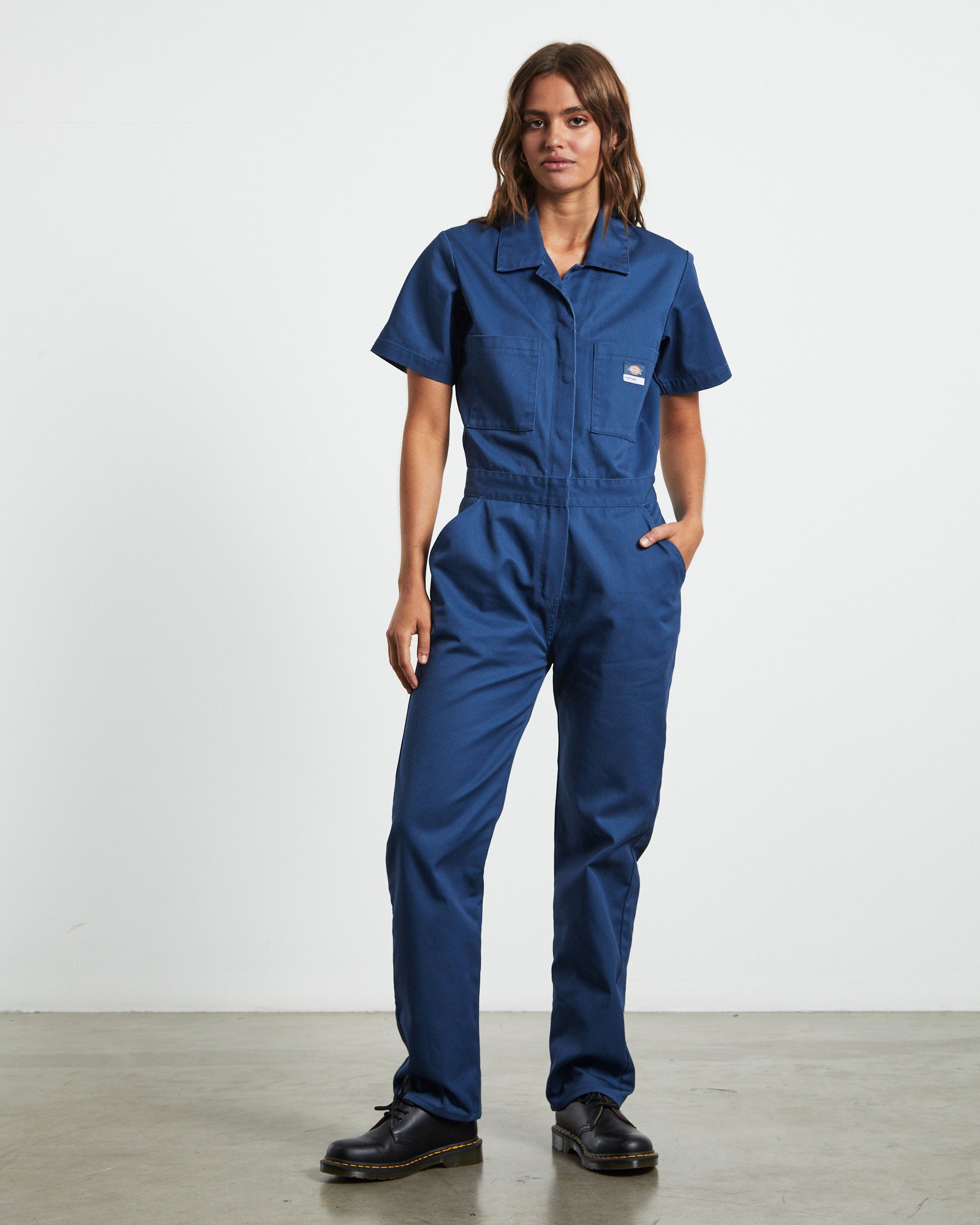Smithville Short Sleeve Coveralls in Dark Denim BLUE