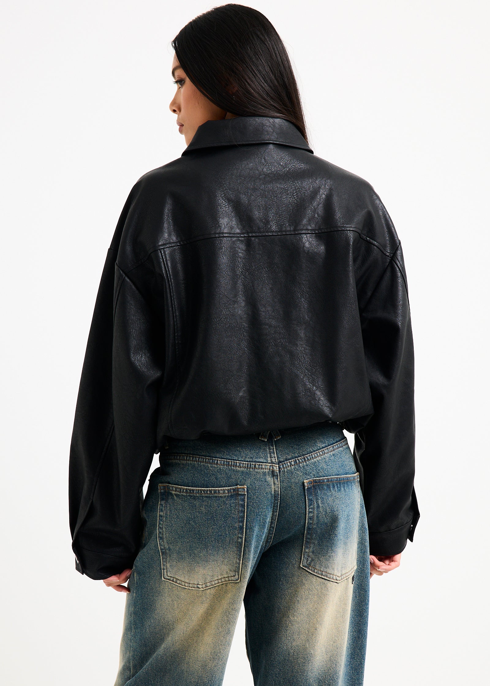 Jen Oversized Patch Pocket Jacket BLACK