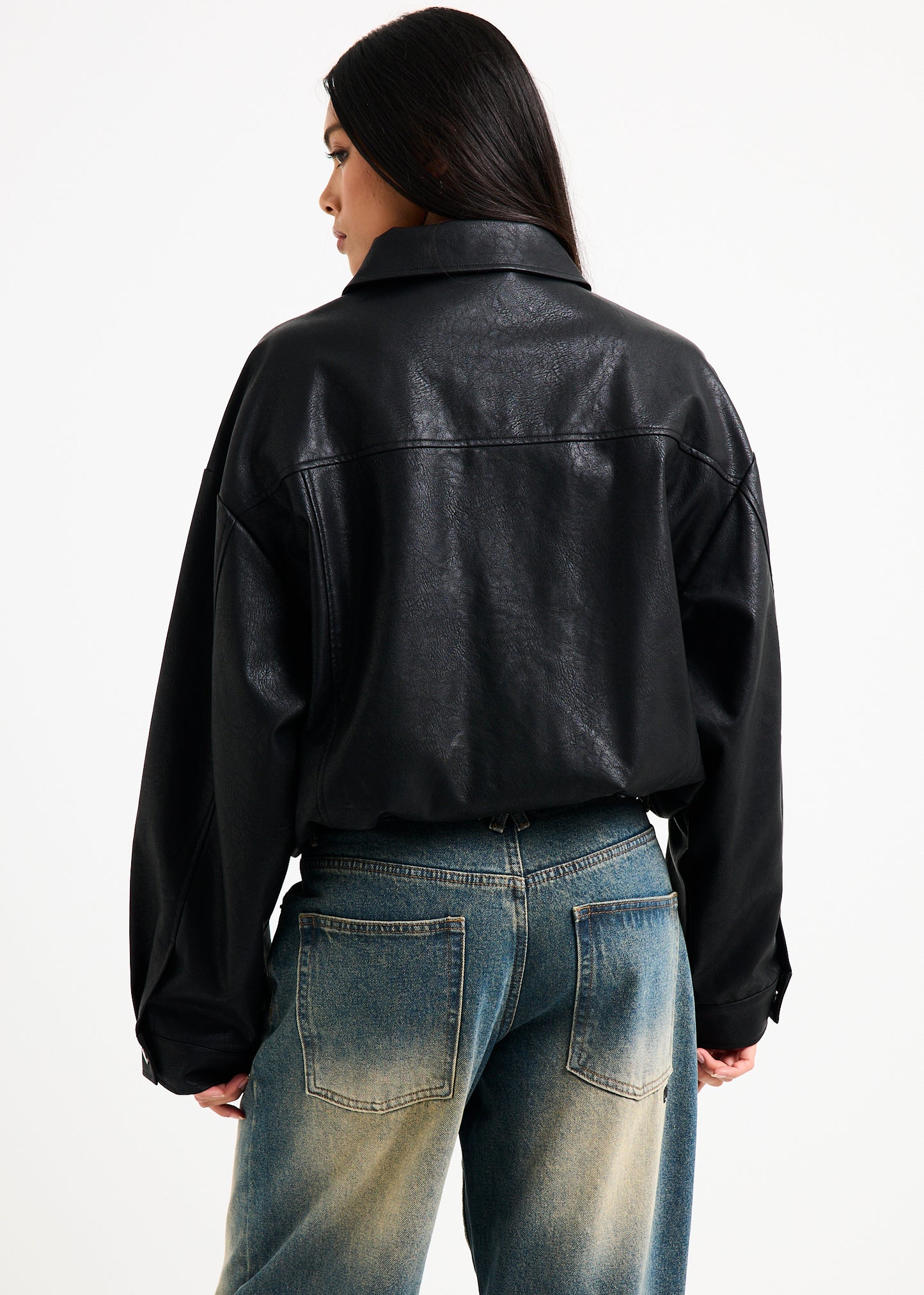 Jen Oversized Patch Pocket Jacket BLACK