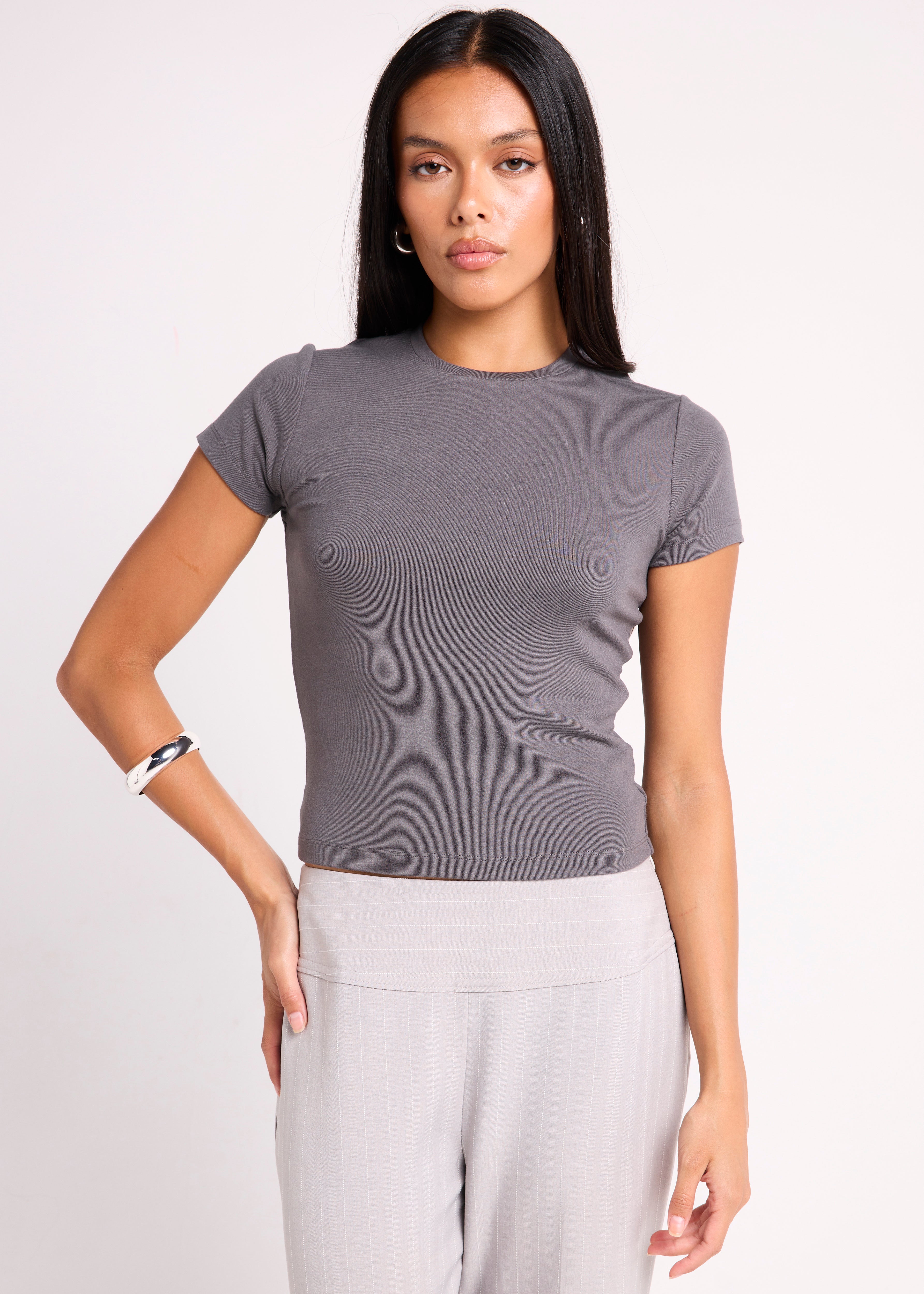 Slinky Fitted T-Shirt CHARCOAL
