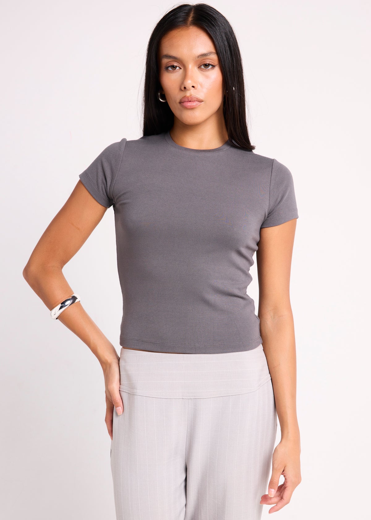 Slinky Fitted T-Shirt CHARCOAL