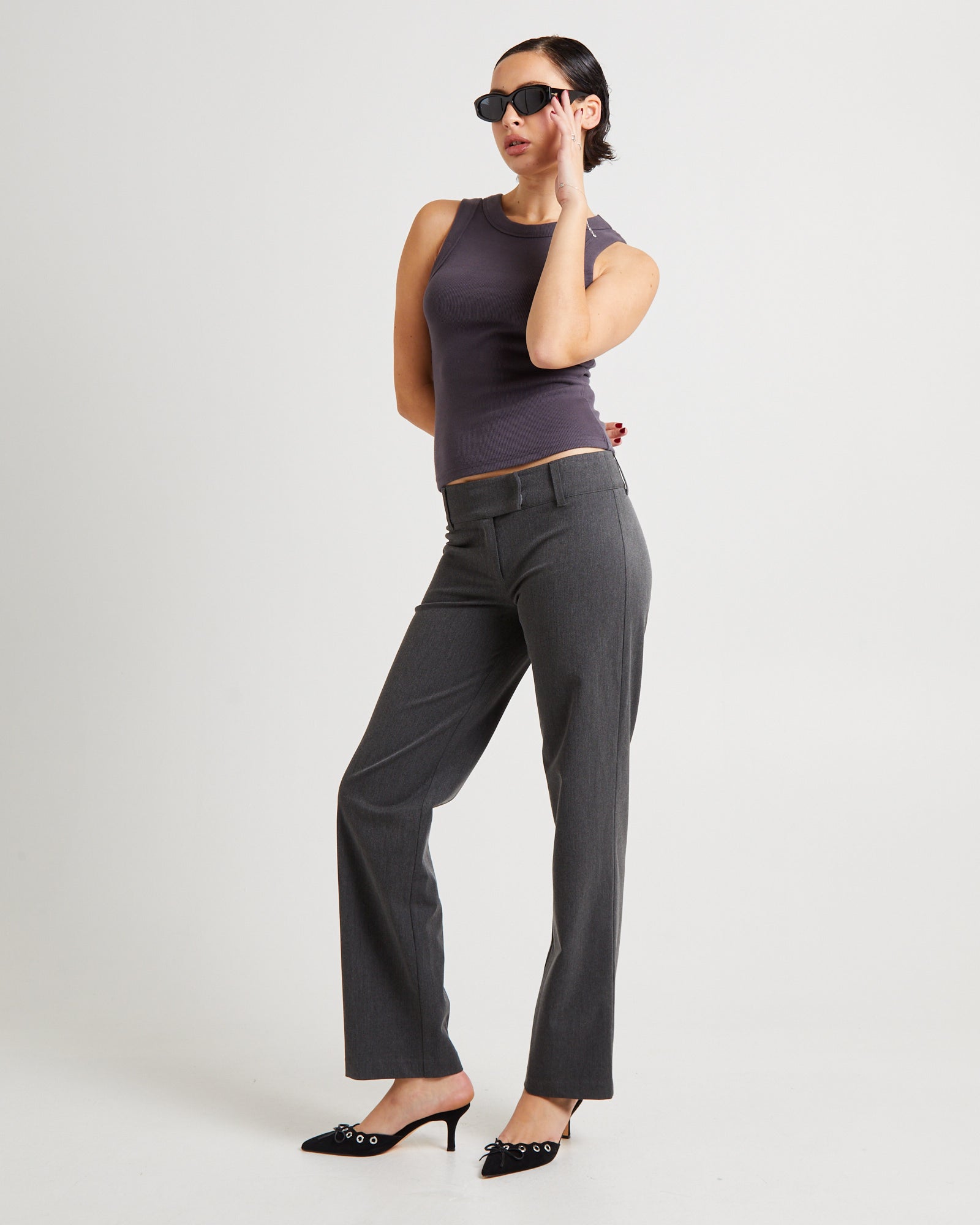 Jonesy Singlet Top CHARCOAL