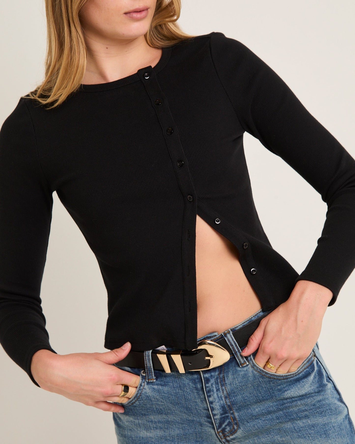 Maddy Button Asymmetric Top-imported