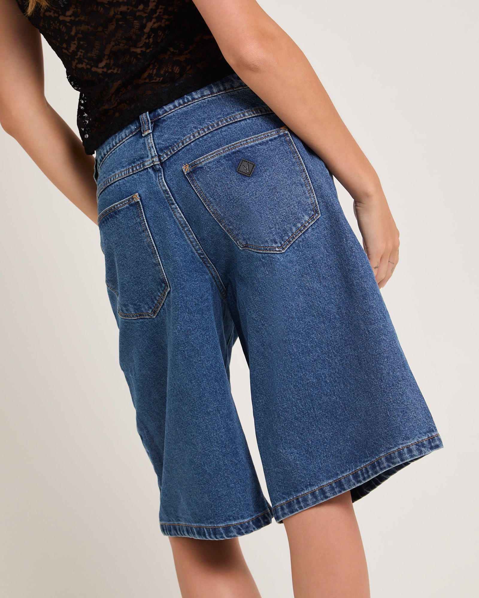 95 Super Baggy Denim Jorts Panels Bella MID BLUE