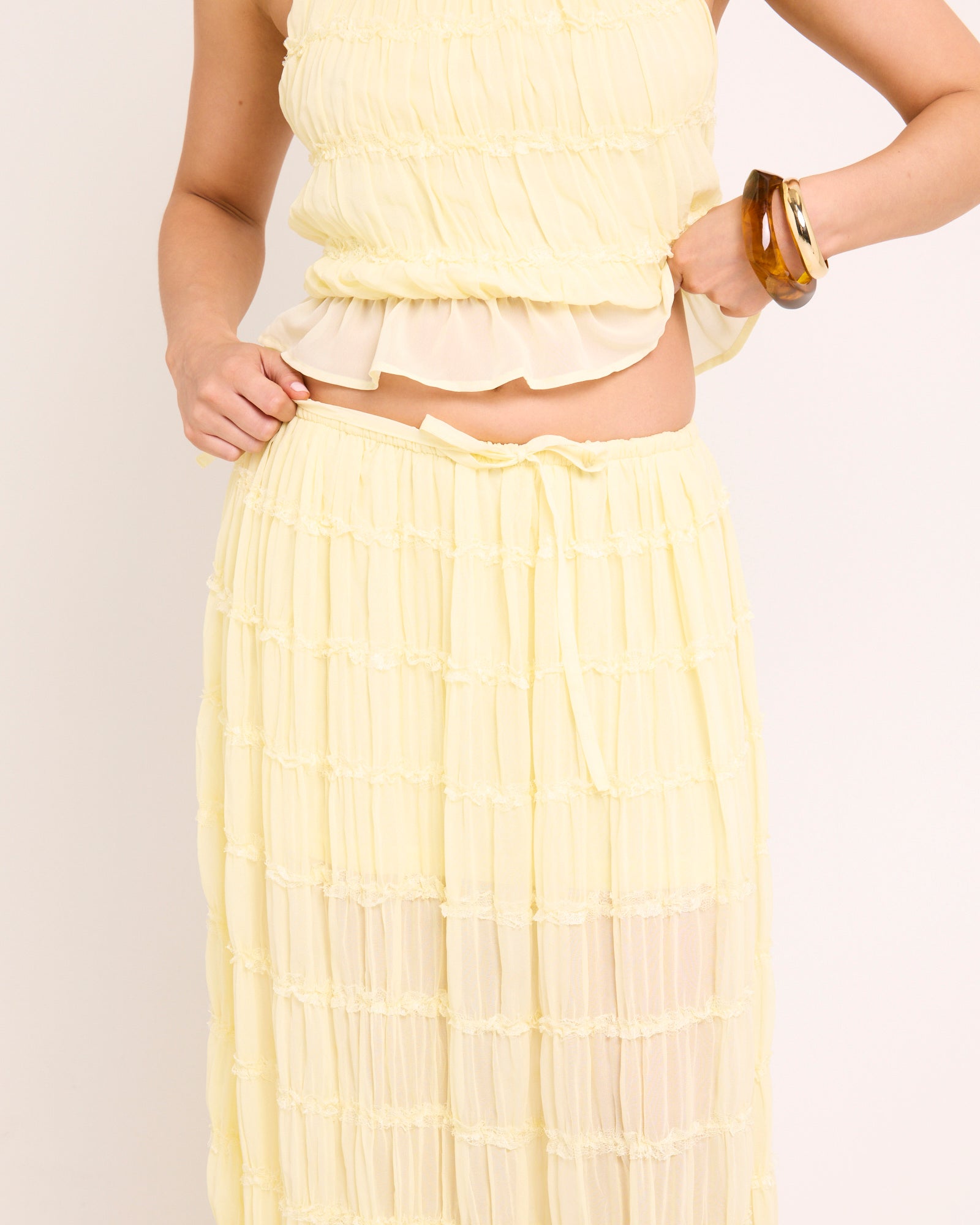 Alda Shirred Maxi Skirt YELLOW