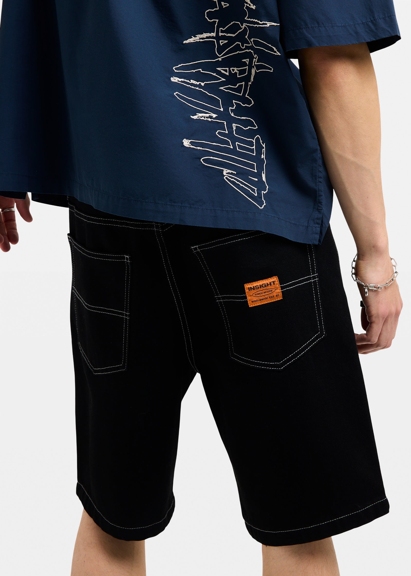Knocker Contrast Stitch Jort AFTER BLACK
