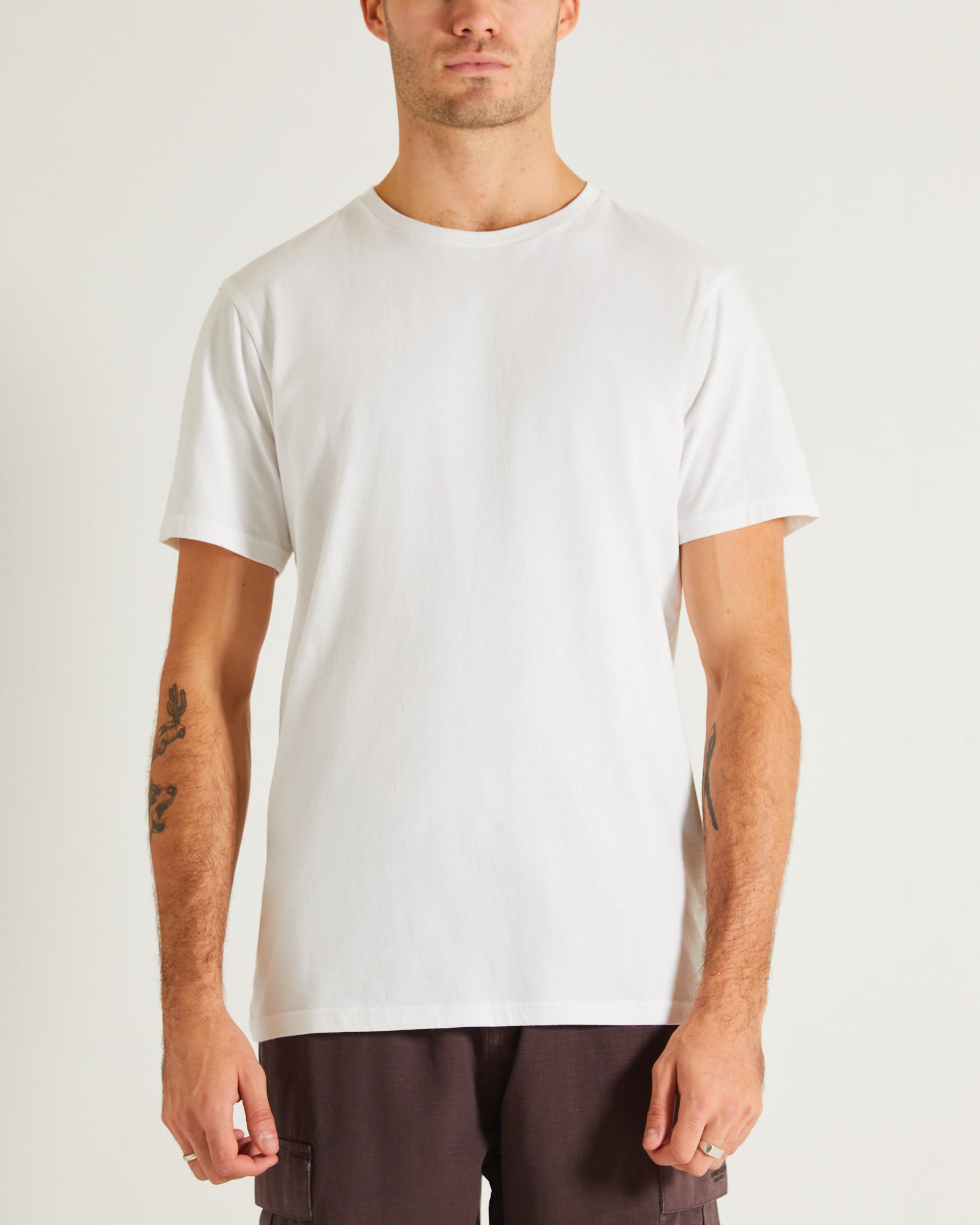 Basic Crew Neck Short Sleeve T-Shirt WHITE