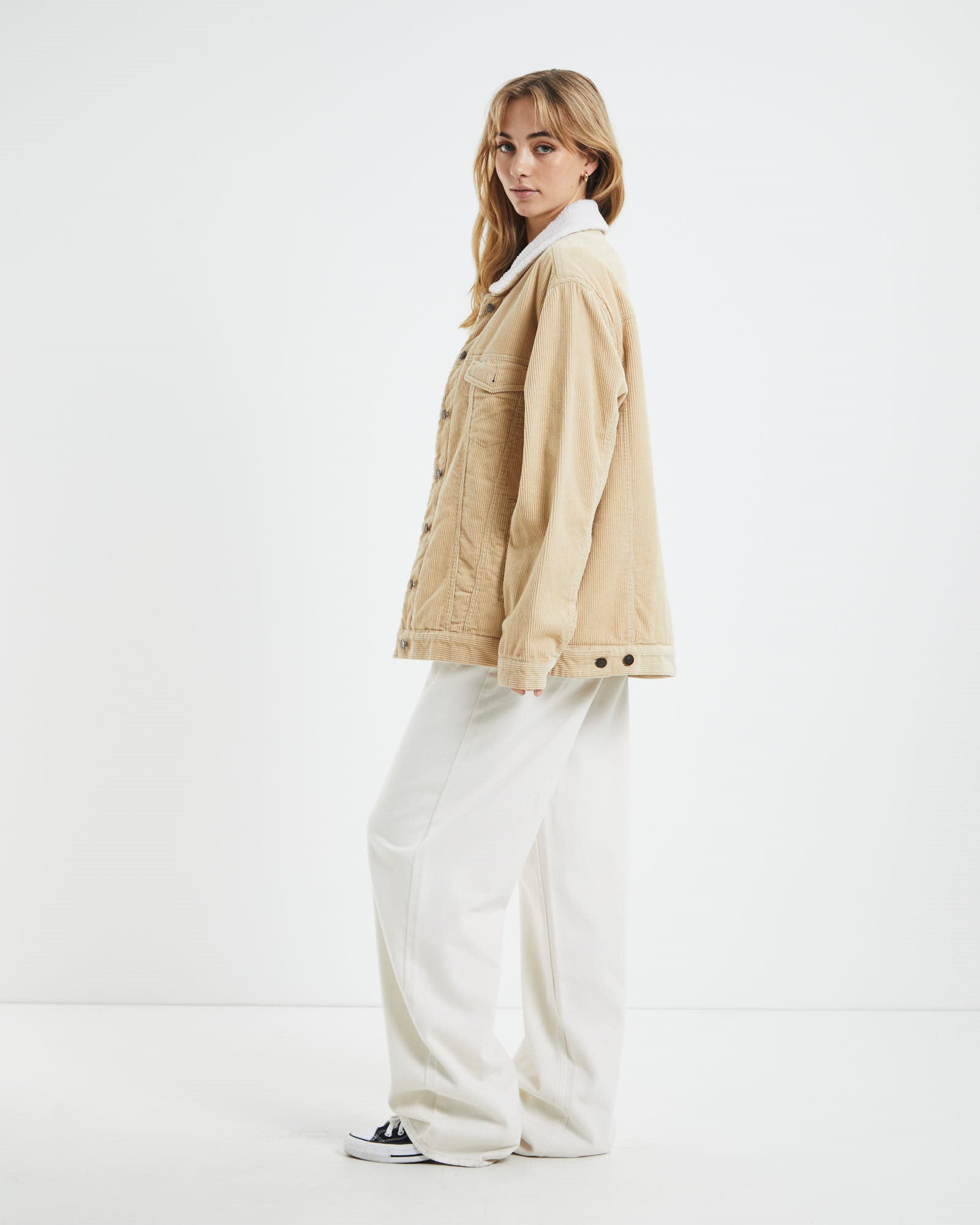 Athena Borg Longline Cord Jacket Oat