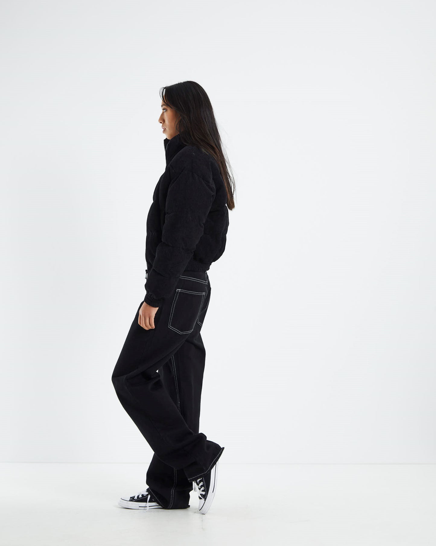 Ivy Cropped Puffer Jacket Black