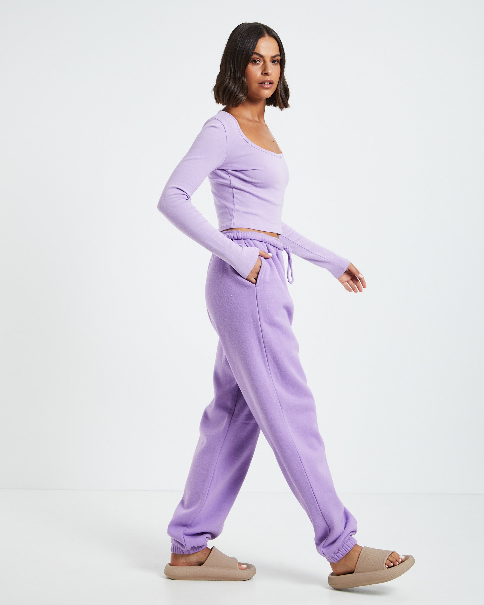 Relaxed Fleece Joggers Purple PURPLE