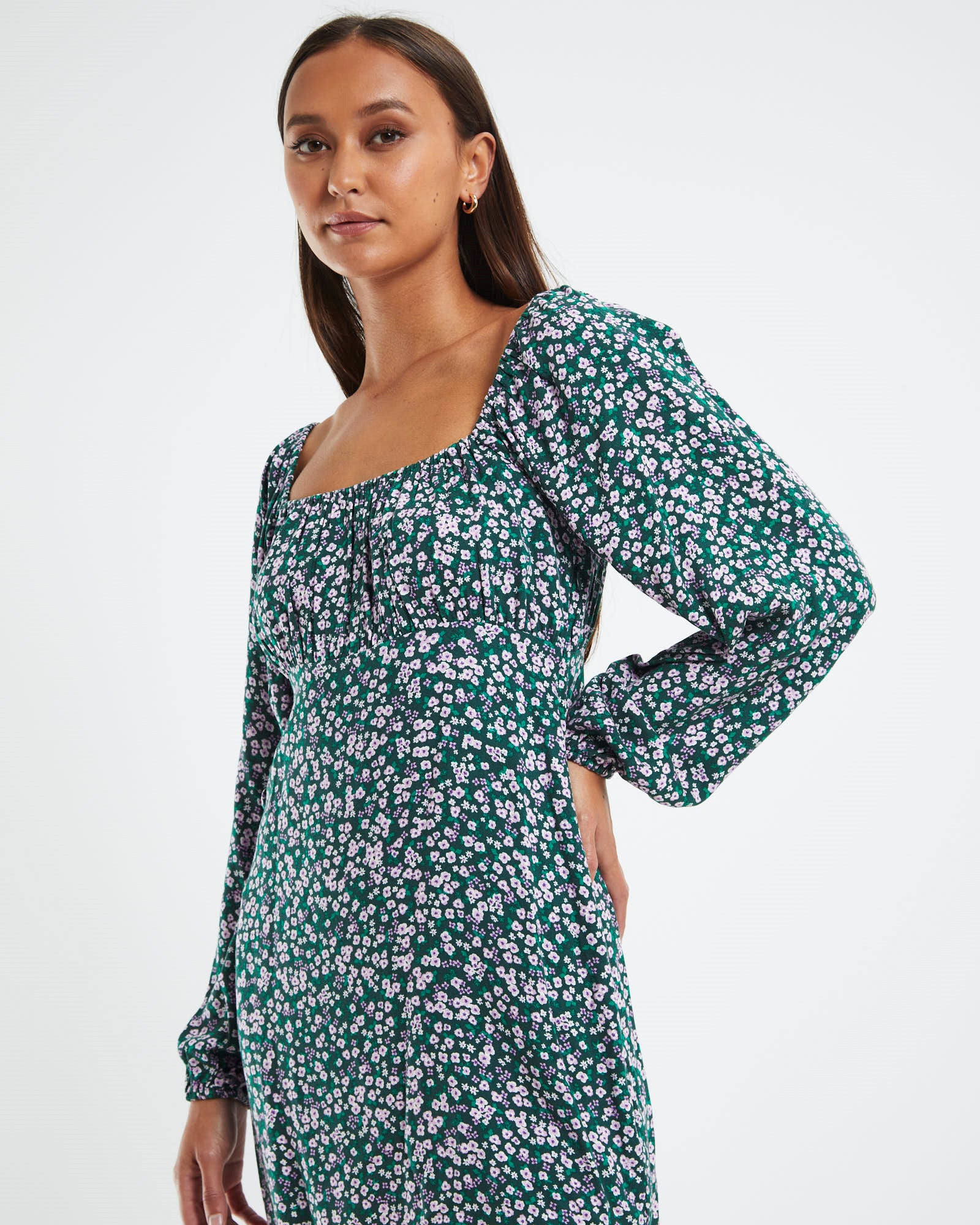 Callie Meadow Puff Sleeve Mini Dress Floral ASSORTED