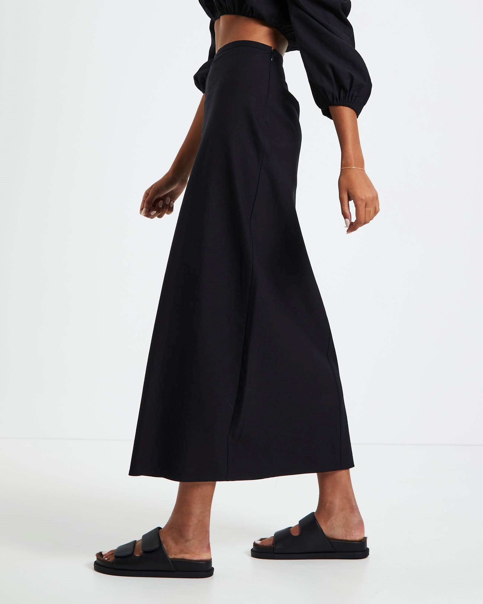 Ellie Linen Maxi Skirt Black BLACK