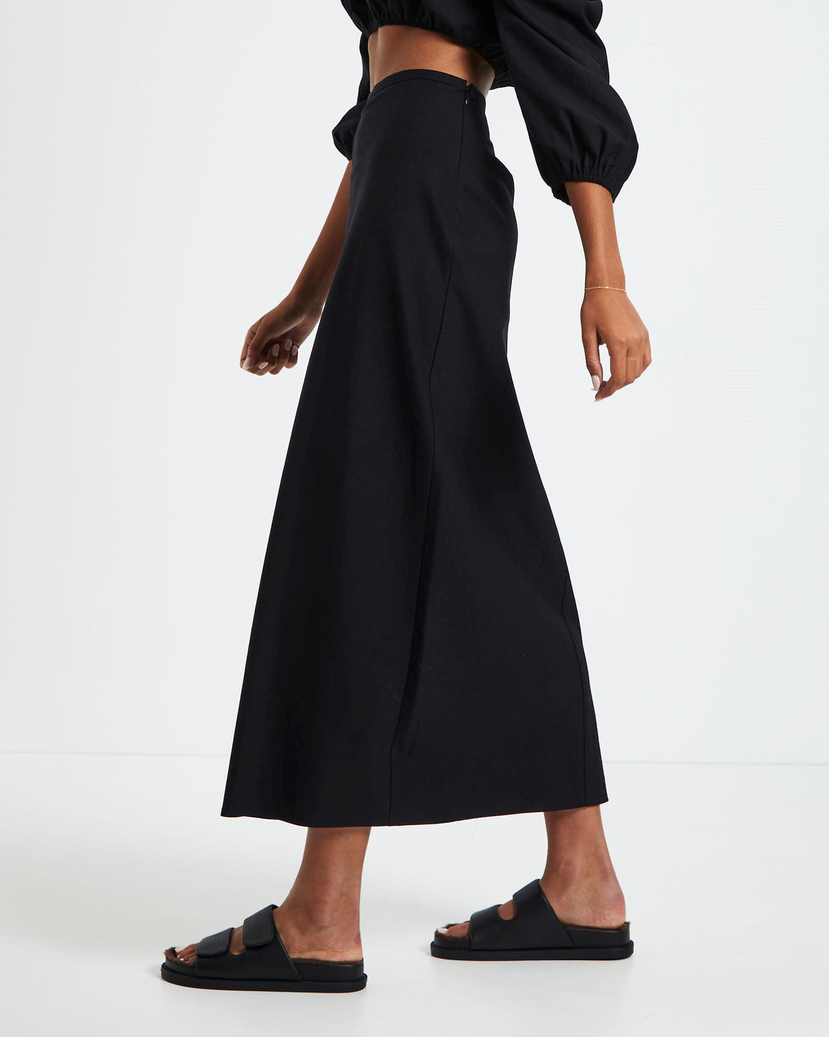 Ellie Linen Maxi Skirt Black BLACK