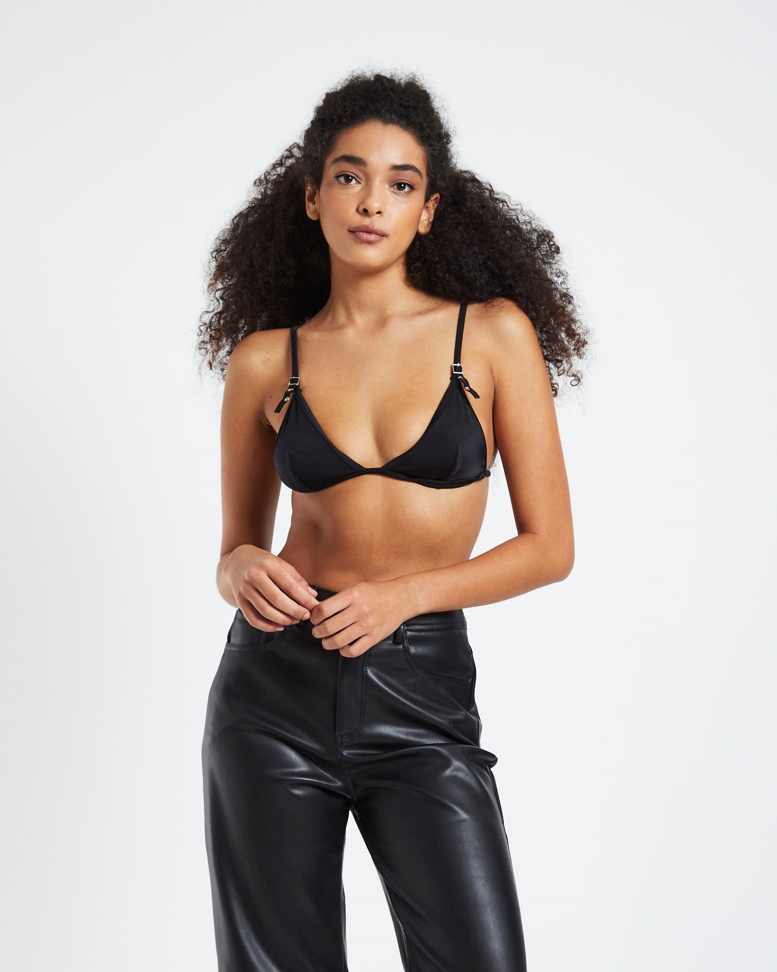 Perez Eyelet Strap Bralette Black BLACK