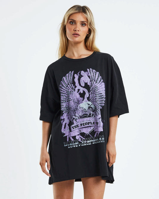 Lightning Eagle T-Shirt Dress Black