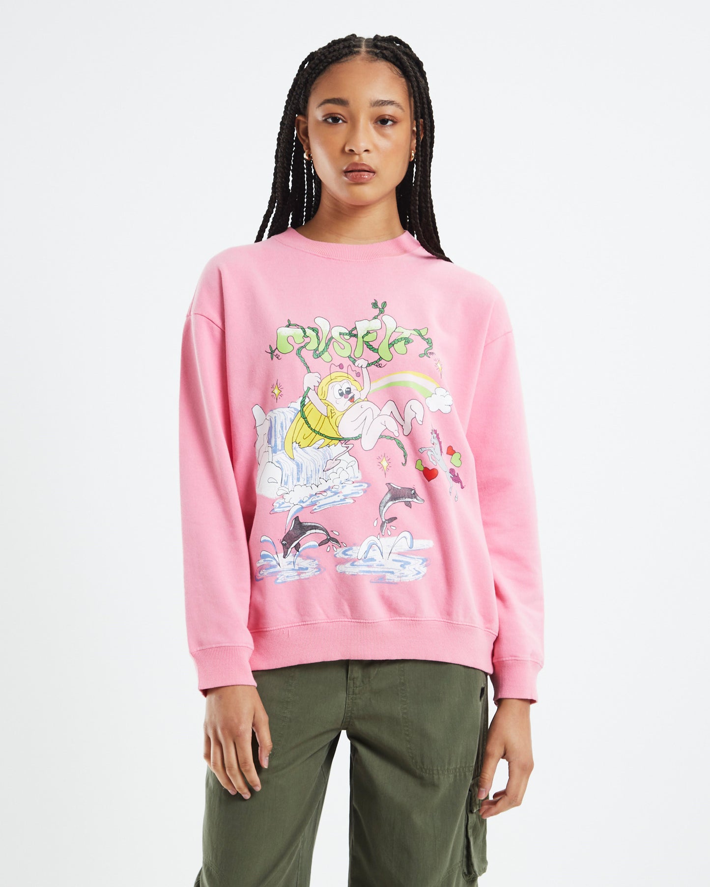 Molly Falls Oversized Crew Jumper Candy Pink