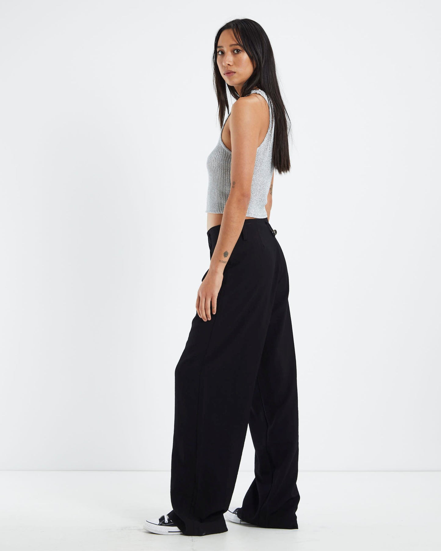 Kaz Metallic Crop Top Silver
