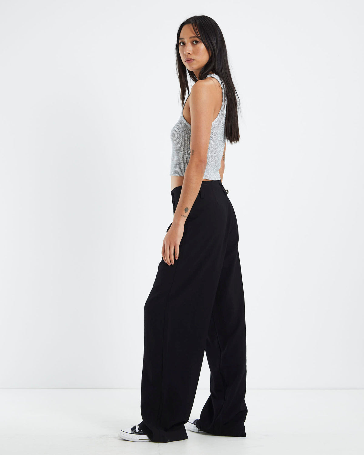 Kaz Metallic Crop Top Silver SILVER