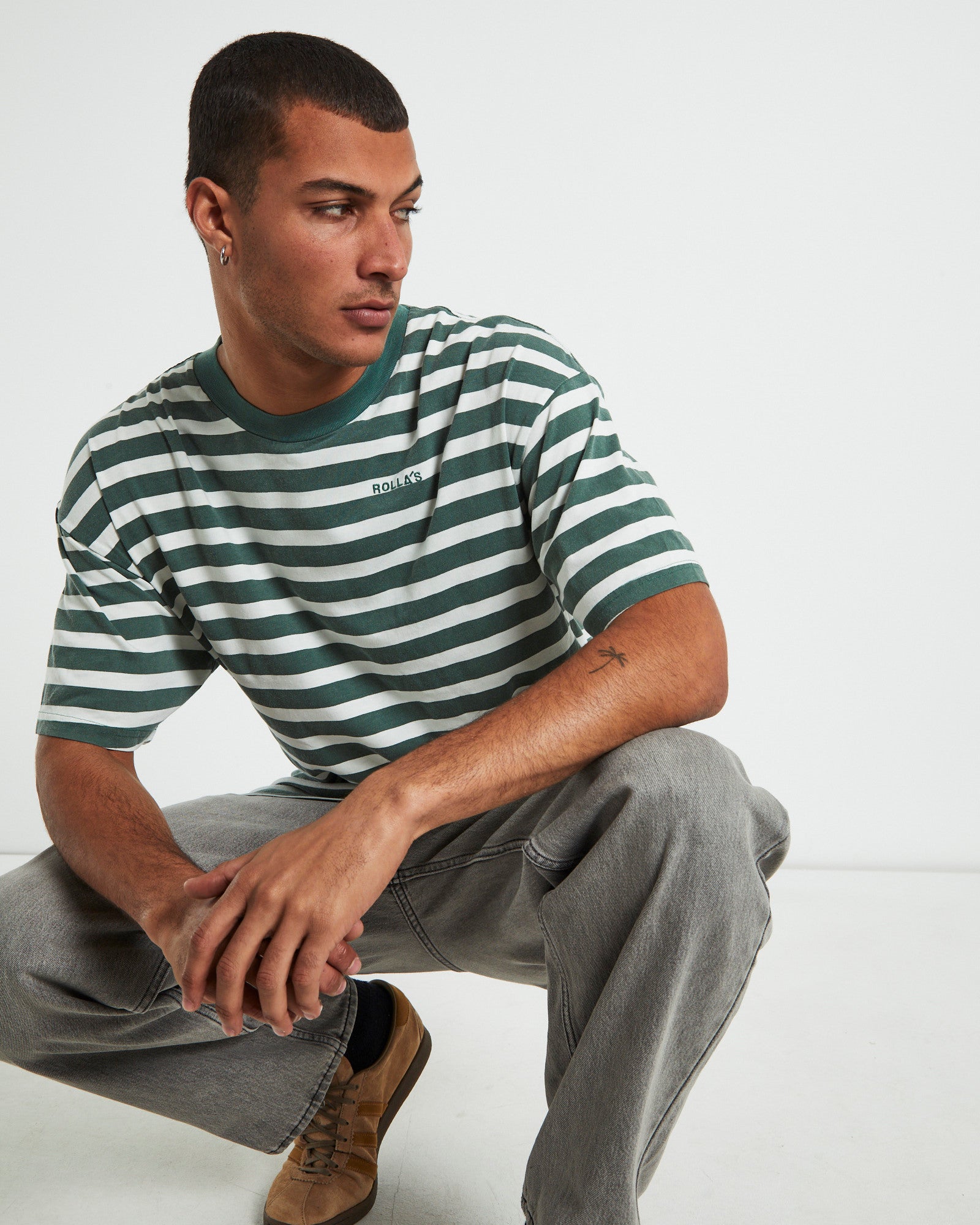 Heavy Stripe Short Sleeve T-Shirt in Trade Green GREEN