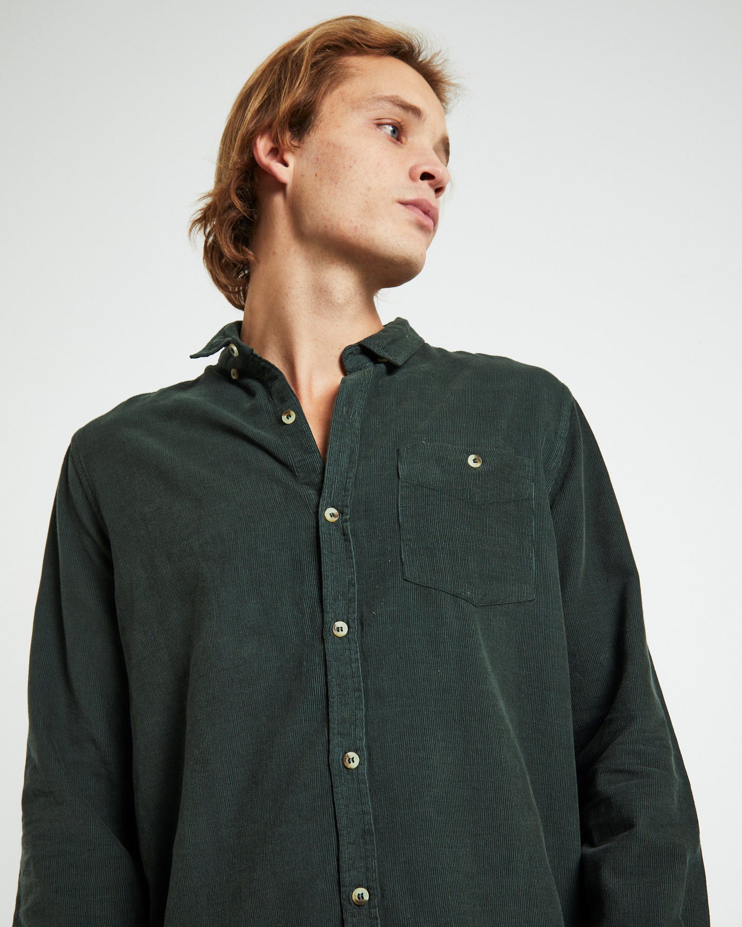Men At Work Cord Shirt Pine Green