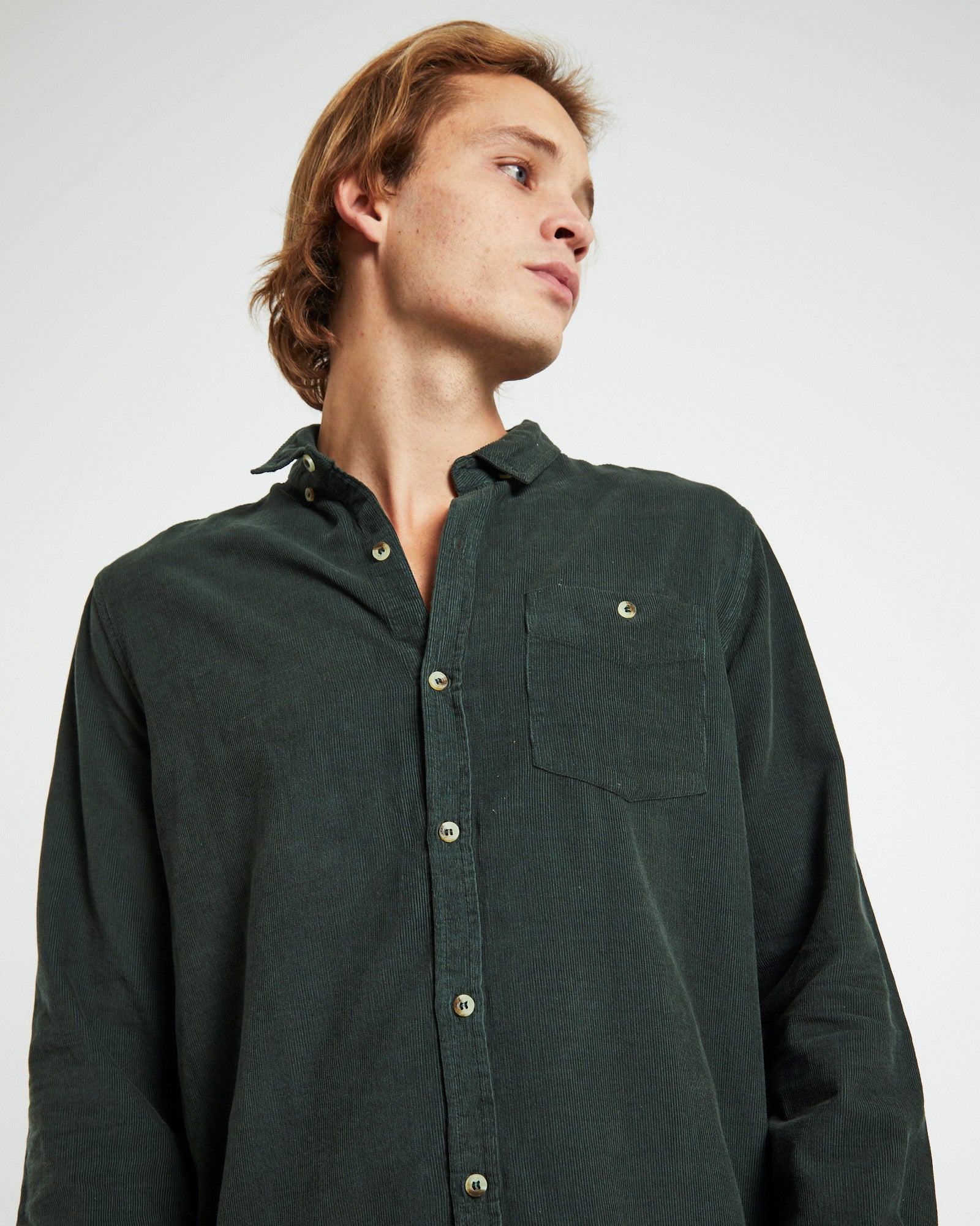 Men At Work Cord Shirt Pine Green GREEN