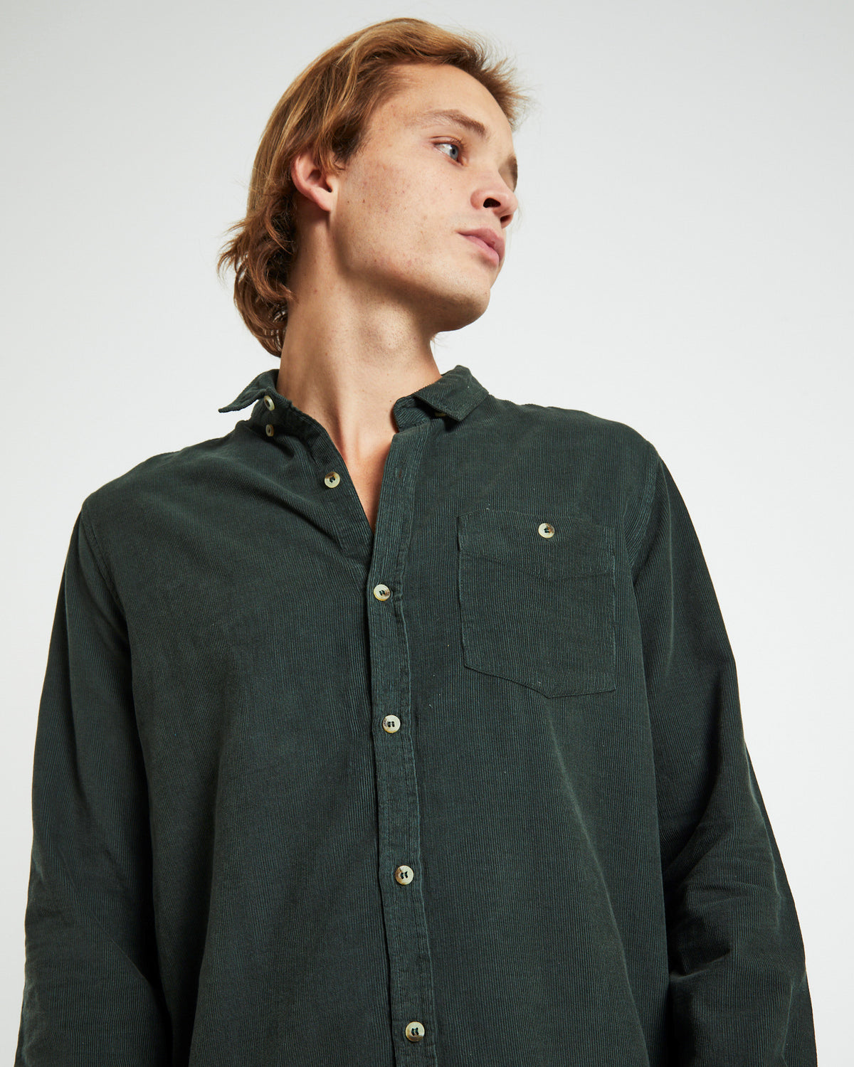 Men At Work Cord Shirt Pine Green GREEN