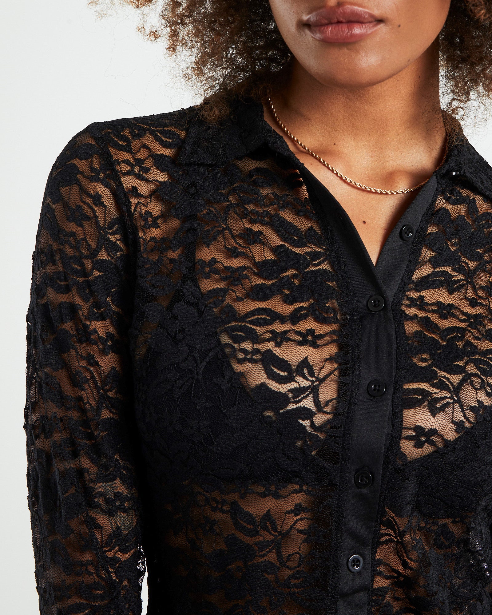 Kawai Long Sleeve Top Lace Black BLACK