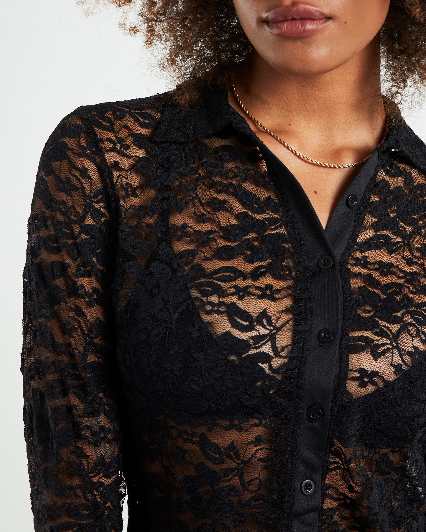 Kawai Long Sleeve Top Lace Black