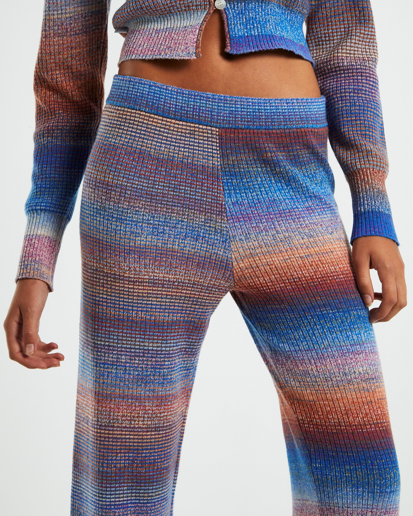 Pnoom Wide Leg Knit Pants Powder Blue ASSORTED