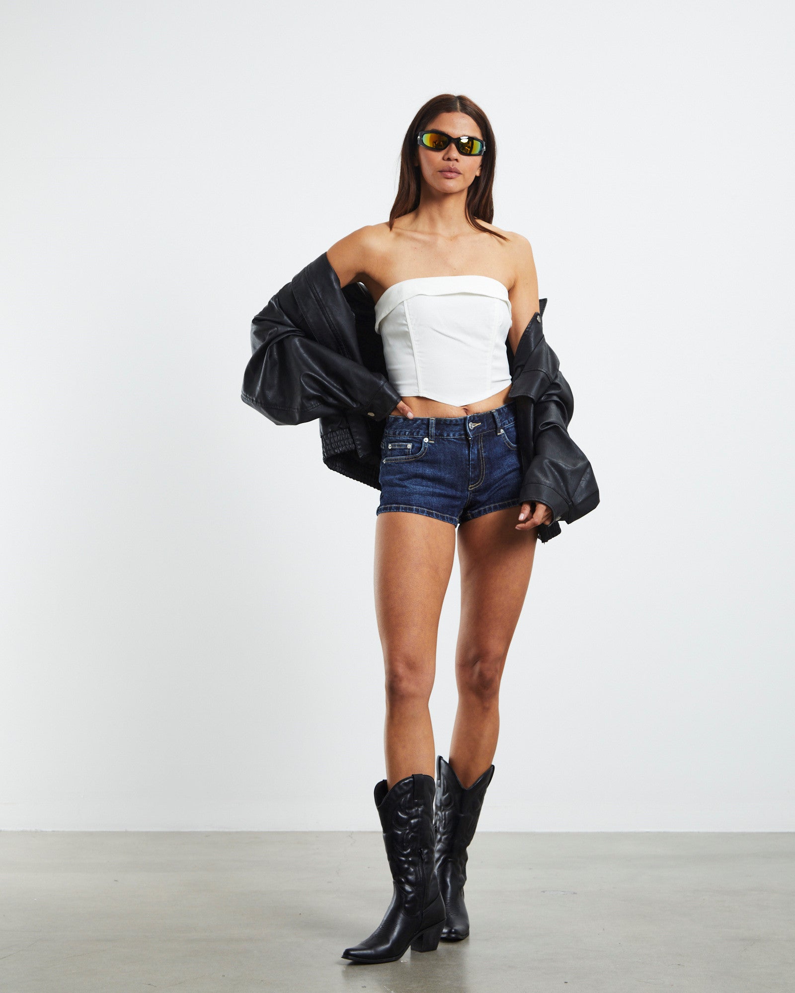Jada Low Rise Denim Shorts Y2K Blue BLUE