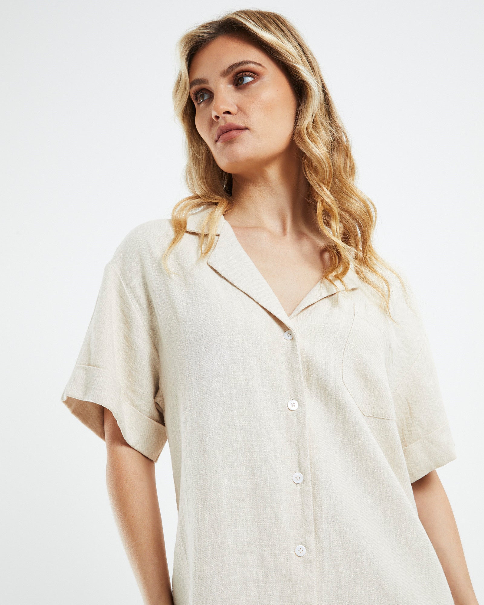 Payton Shirt Dress Natural NATURAL
