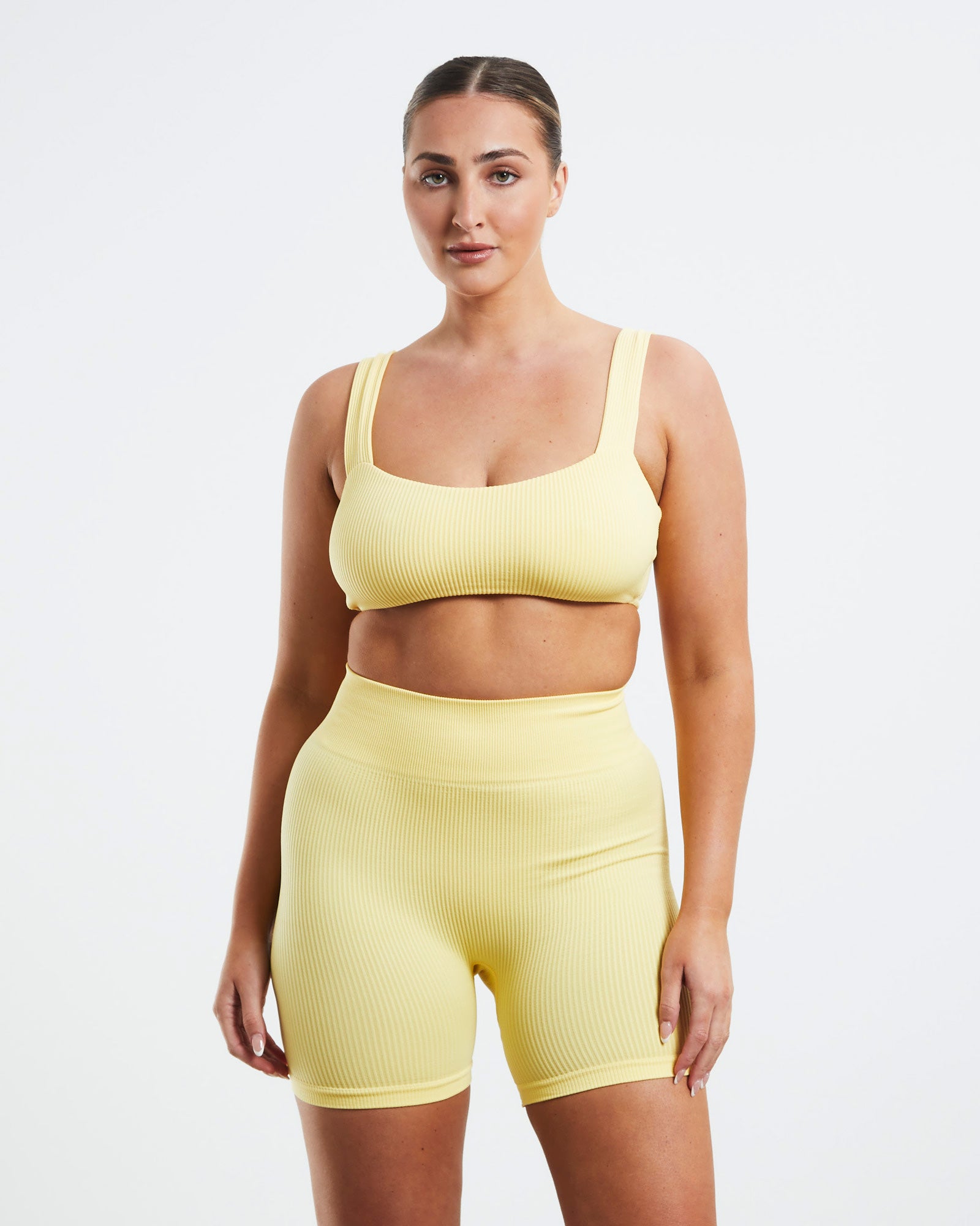 Square Neck Sports Crop Lemon Yellow LEMON