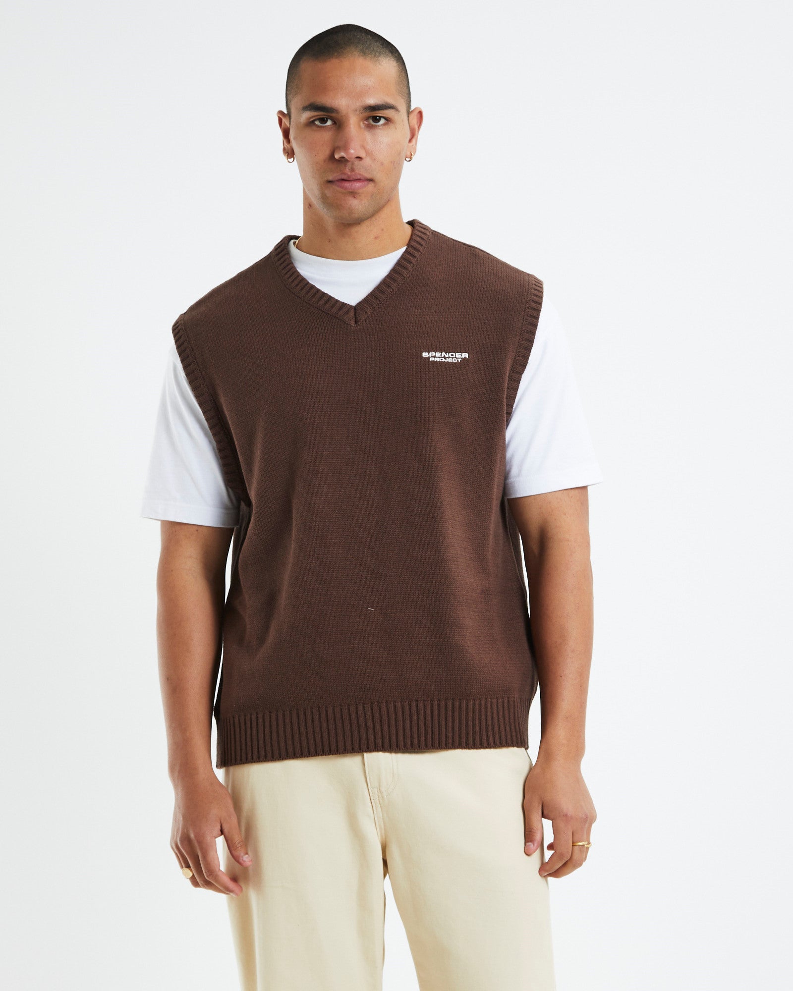 Knit Vest Umber Brown BROWN