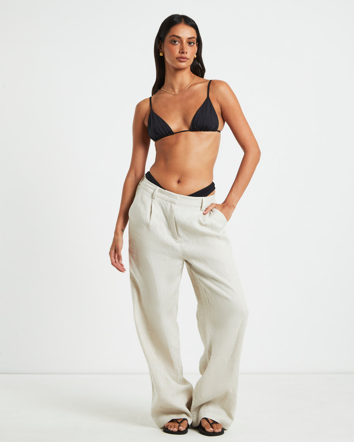 Classic Slide Triangle Bikini Top BLACK