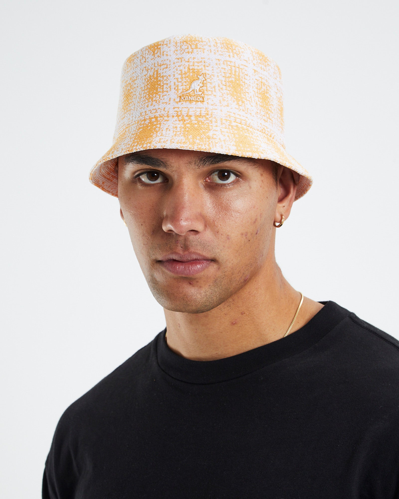 Grunge Plaid Bin Hat Apricot/White ASSORTED
