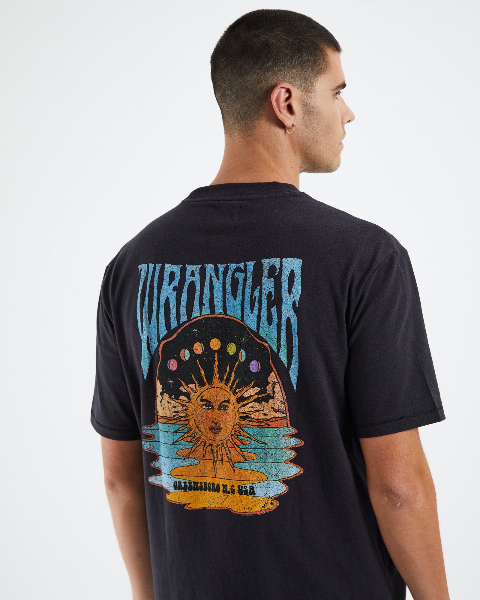 Melting Sun T-Shirt Worn Black BLACK
