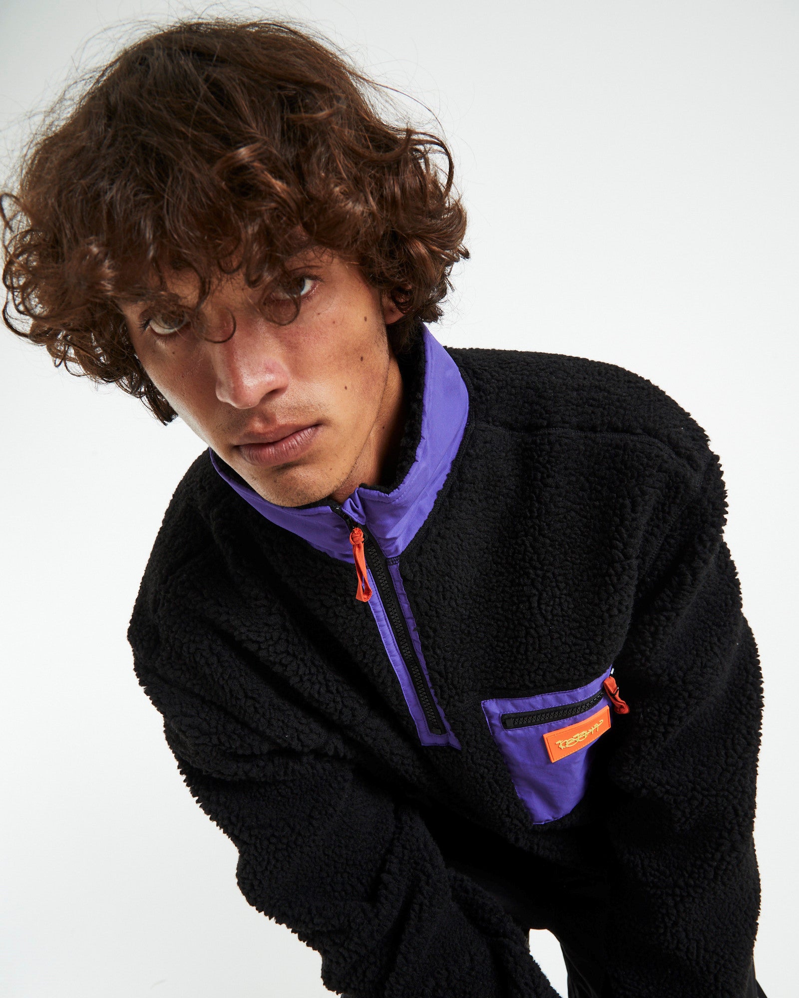Cultures 1/4 Zip Sherpa Pullover Black BLACK