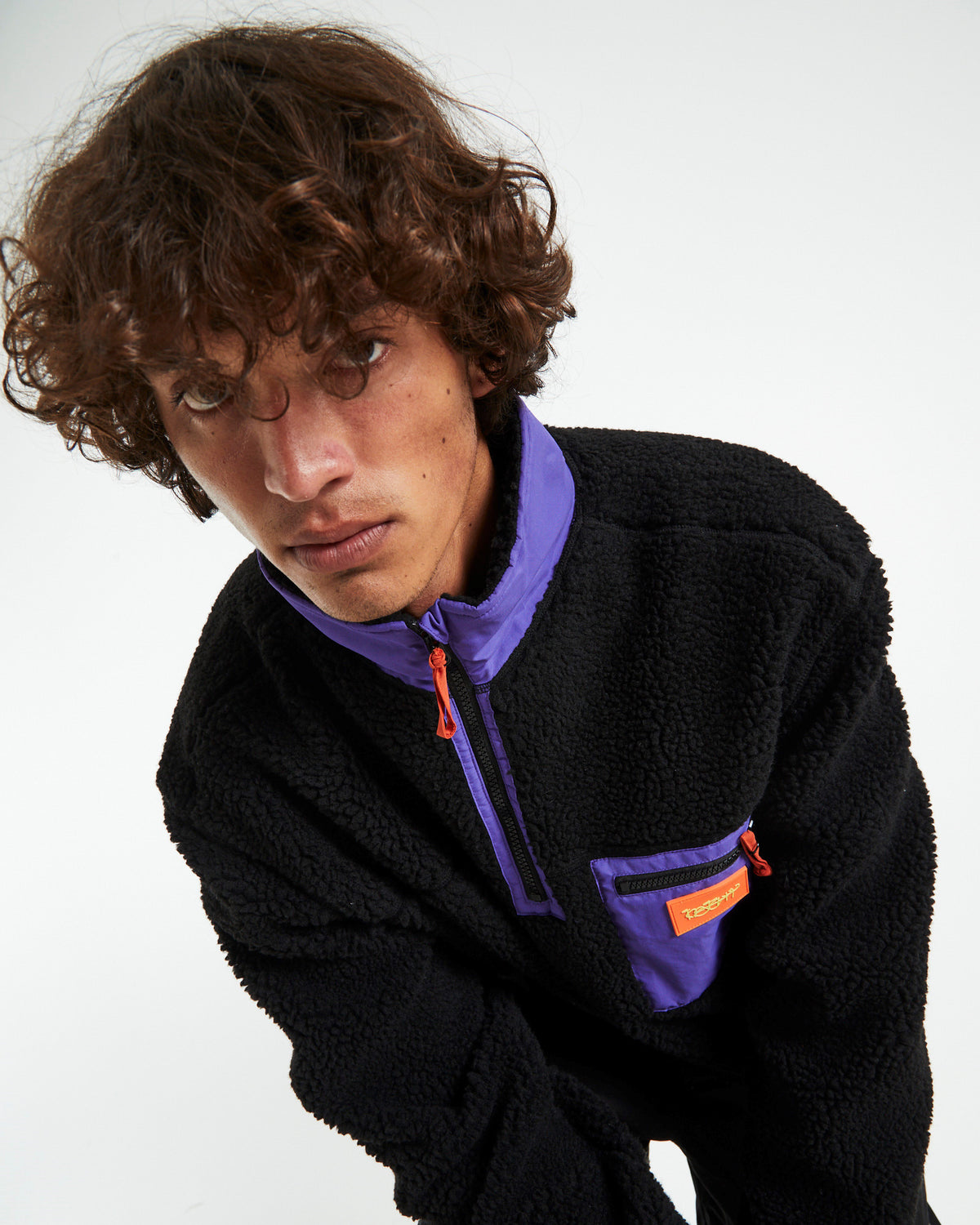 Cultures 1/4 Zip Sherpa Pullover Black BLACK