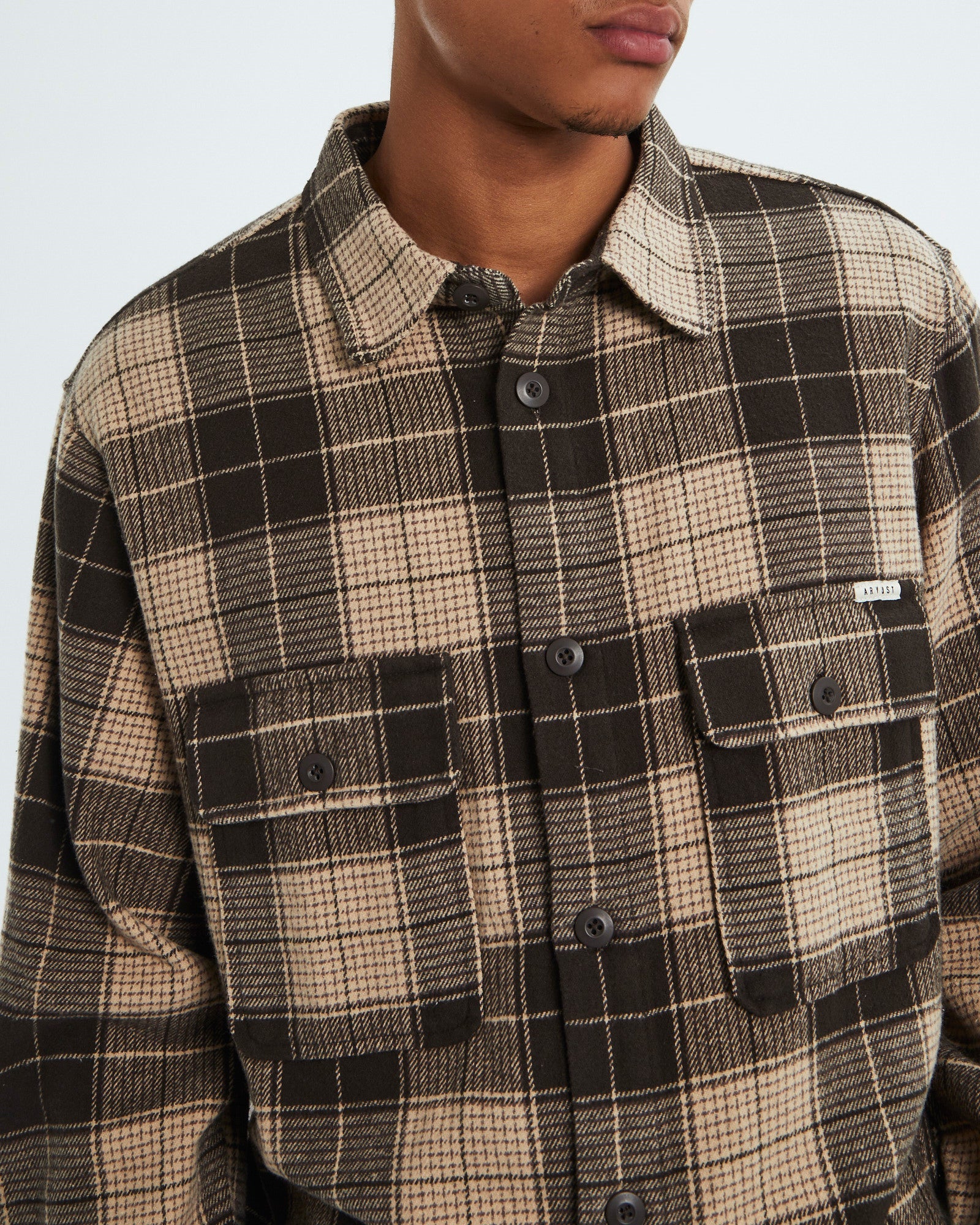 Windsor Check Long Sleeve Overshirt Umber BROWN