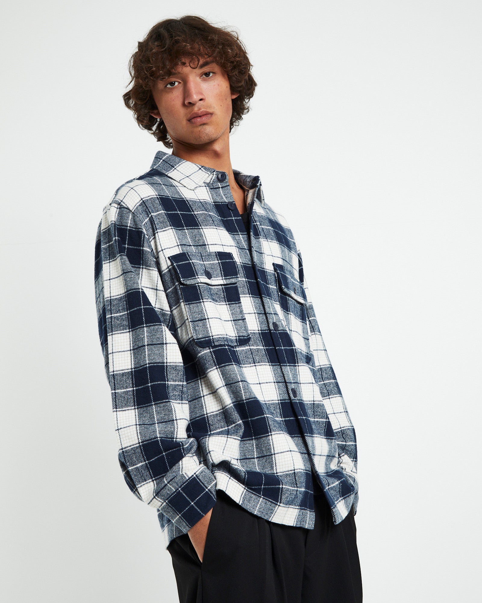 Windsor Check Overshirt Navy NAVY