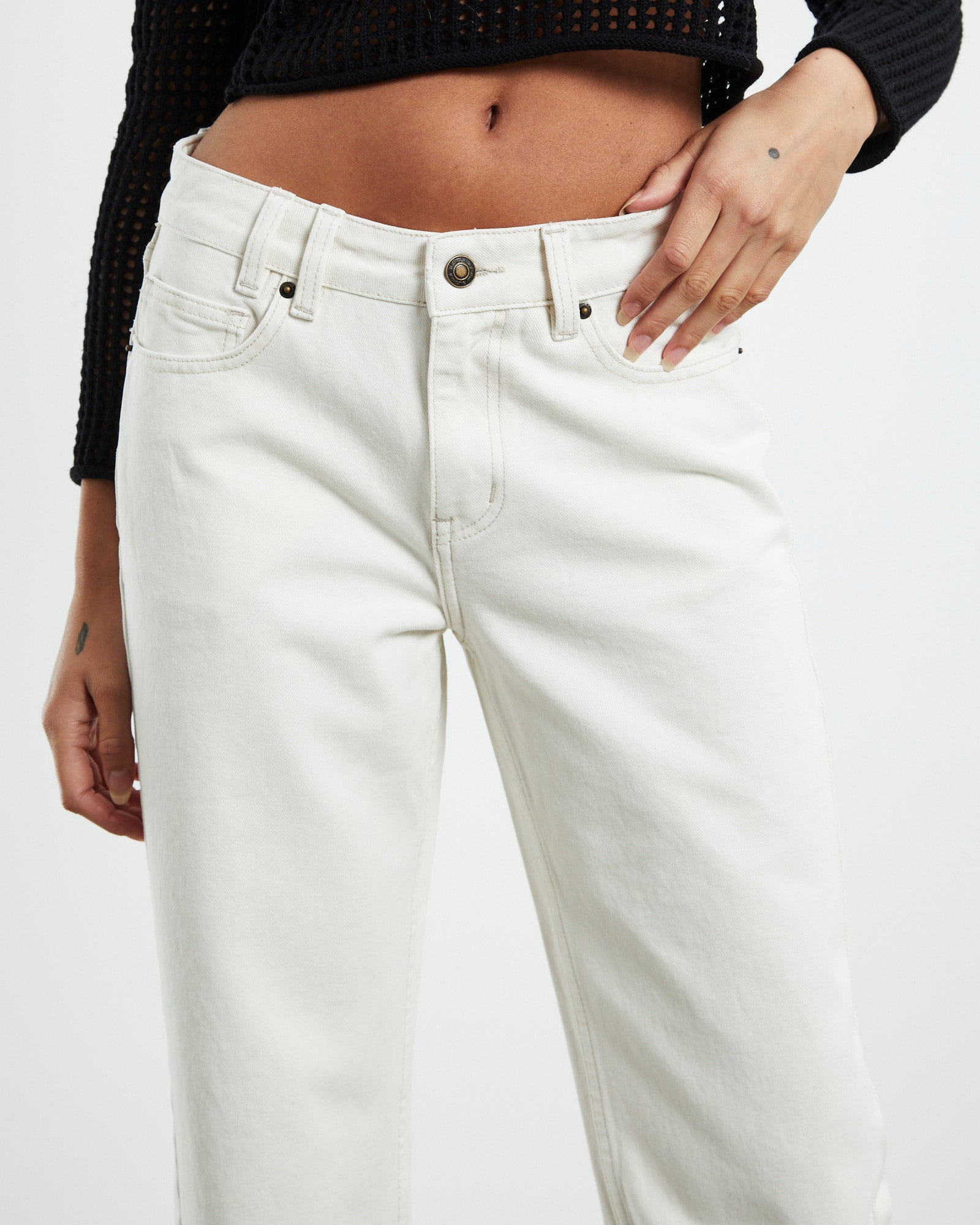 Muse Mide Rise Straight Dad Jean Vintage Ecru OFF WHIT