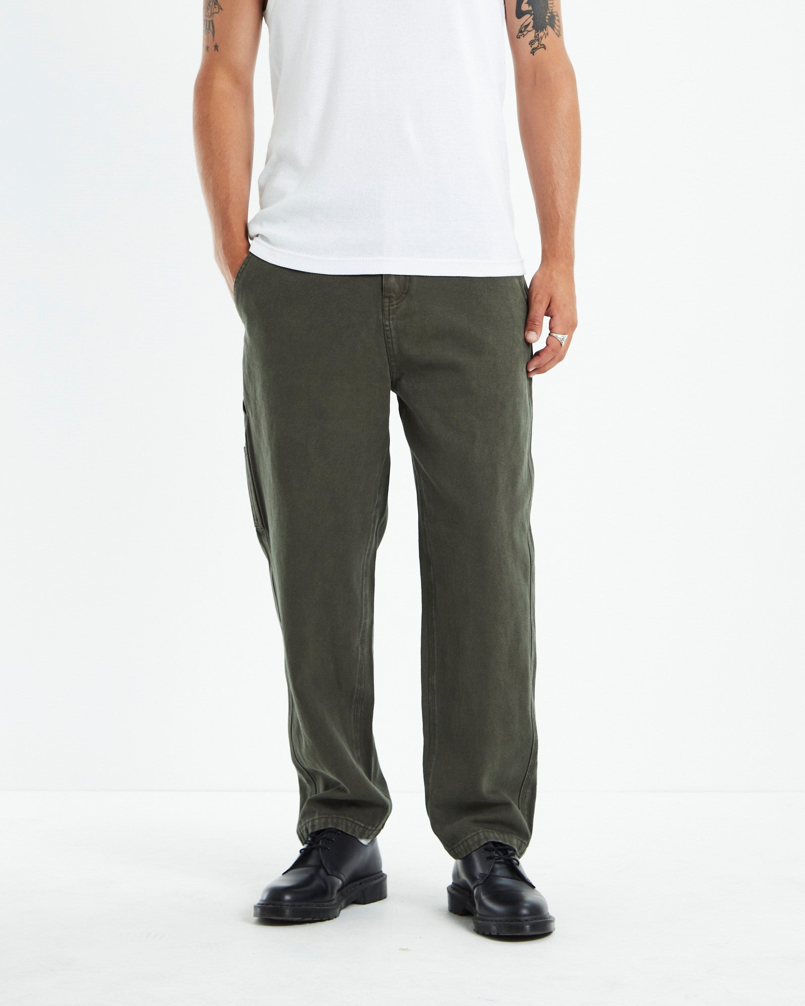 Canvas Carpenter Pants Olive Green GREEN